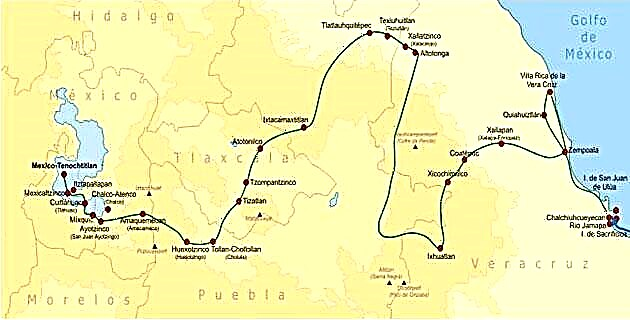 Вилла Рикадан Мексика-Теночтитланга: Кортес маршруту