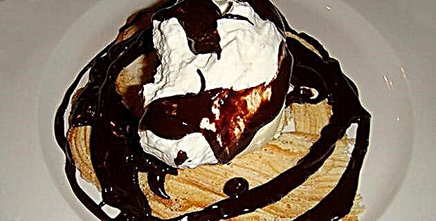 アイスクリームとチョコレートソースのメリンゲ